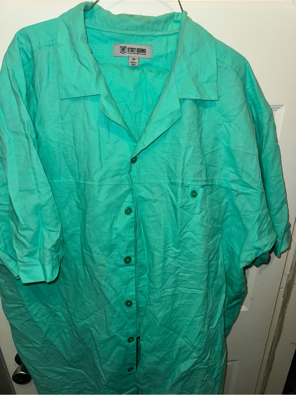 Stacy Adams Teal Short-Sleeve Button-Down Shirt
